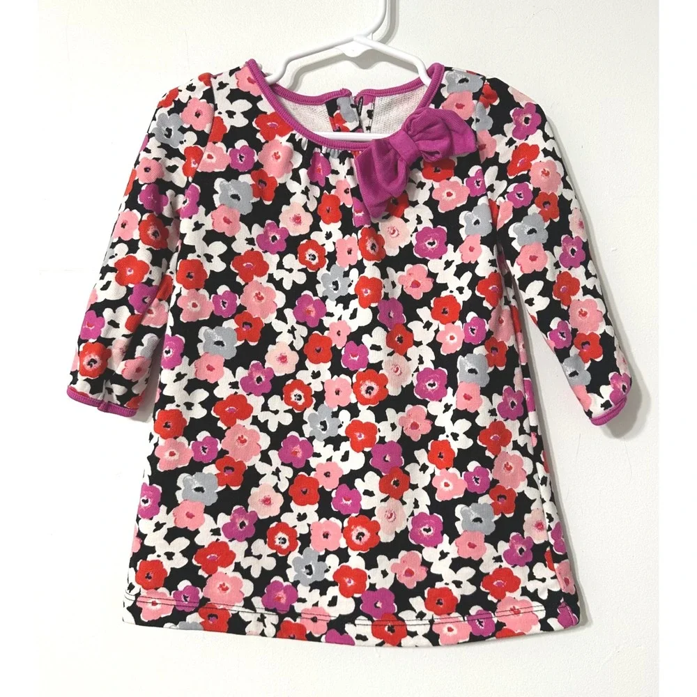 Gymboree Floral Dress Girls 12-18M  Long Sleeve Bow Detail Vintage